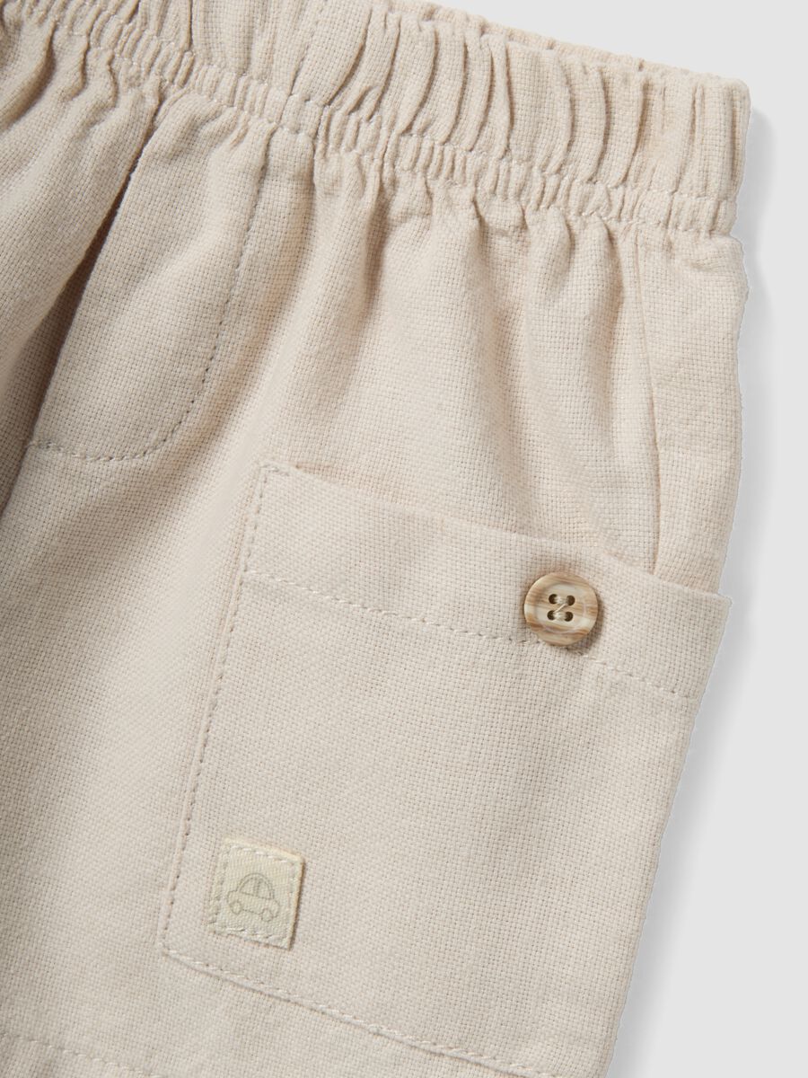 Beige cotton-linen blend set for babies_3