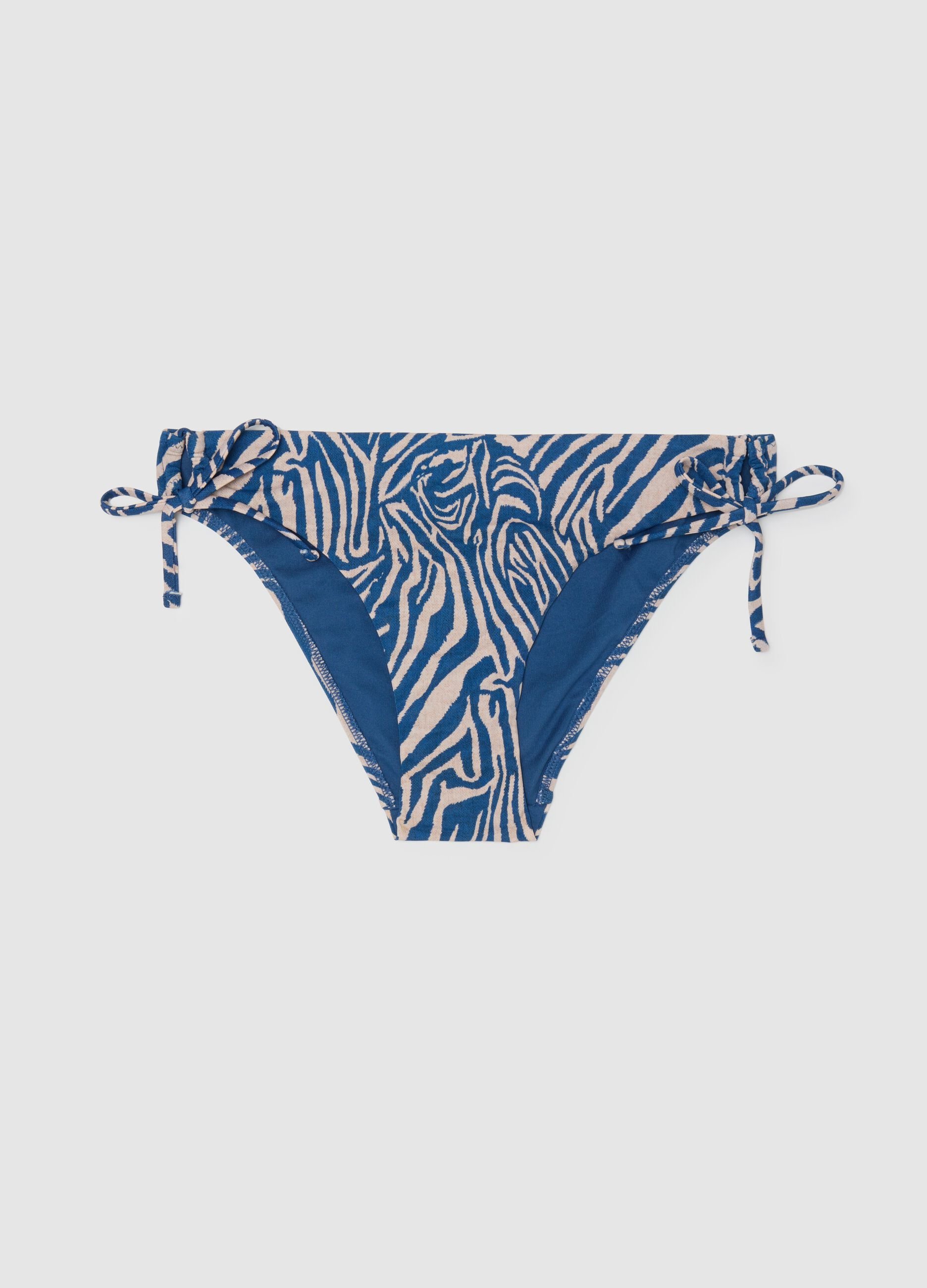 Slip bikini da donna elasticizzato multicolor con stampa zebrata