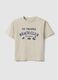 Children's oversized fit beige pure cotton T-shirt with print_0
