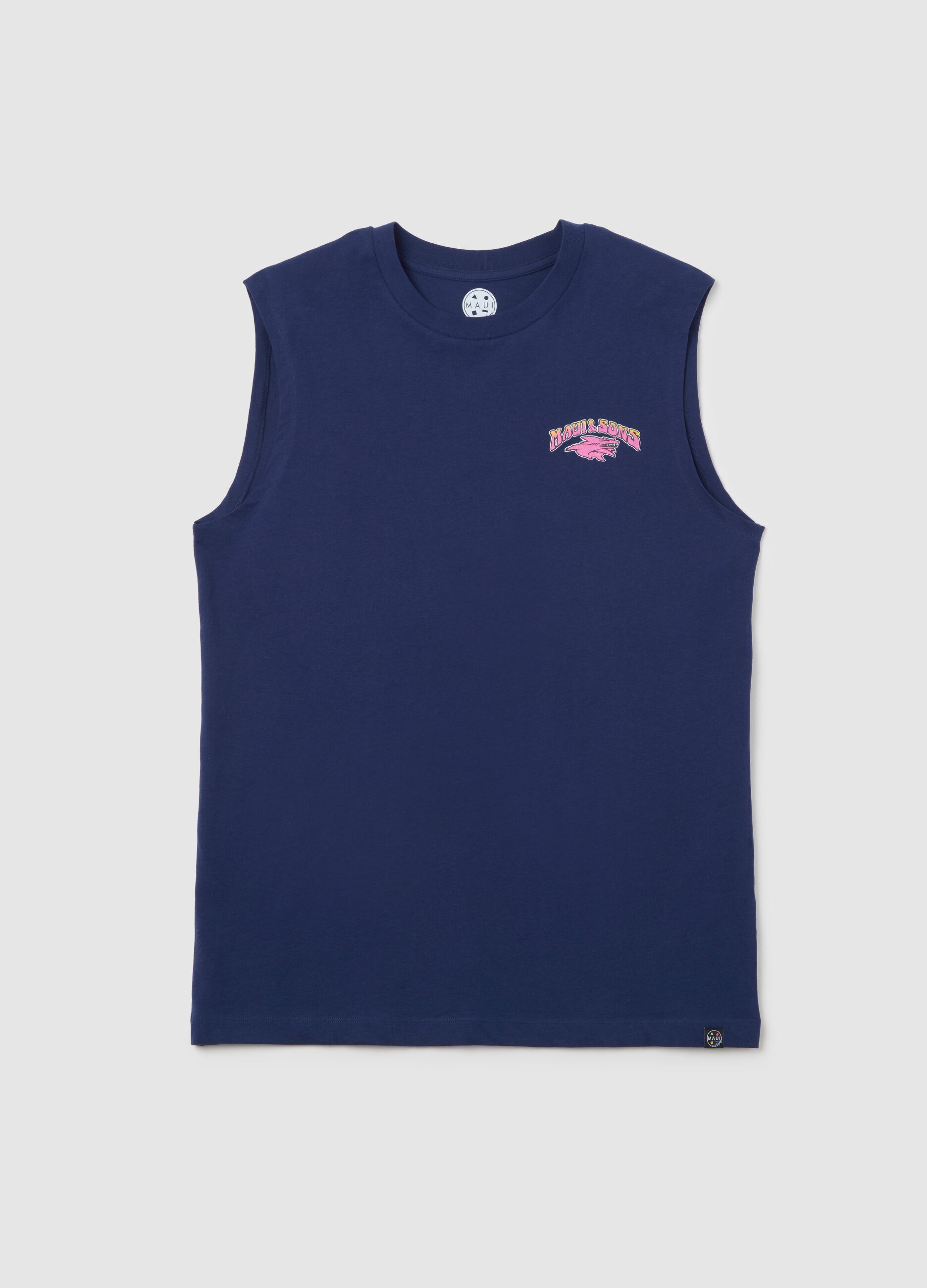 Men's Sleeveless Blue Cotton Tank Top