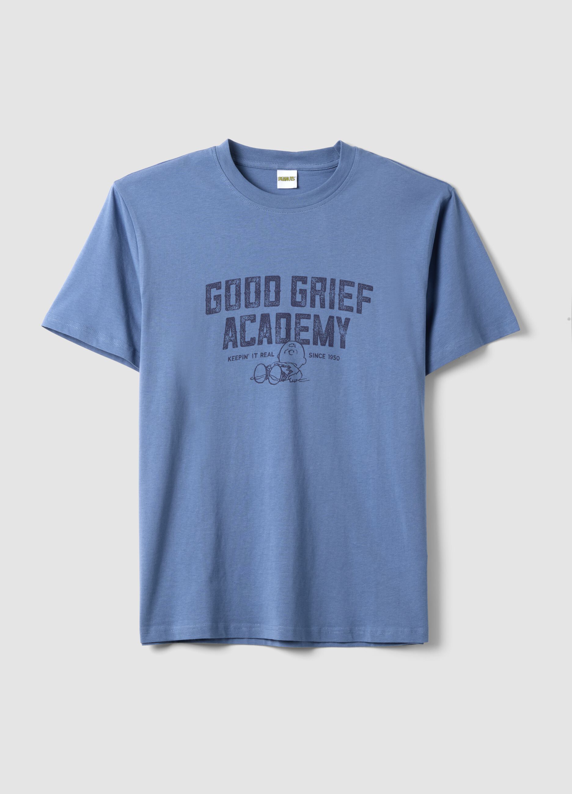 Blue pure cotton Peanuts print T-shirt, relaxed fit