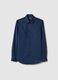 Blue cotton blend slim fit easy iron shirt_4