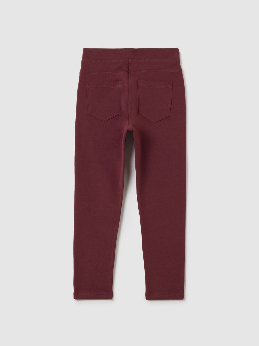 Leggings da bambina in misto cotone elasticizzato rossi slim fit_1