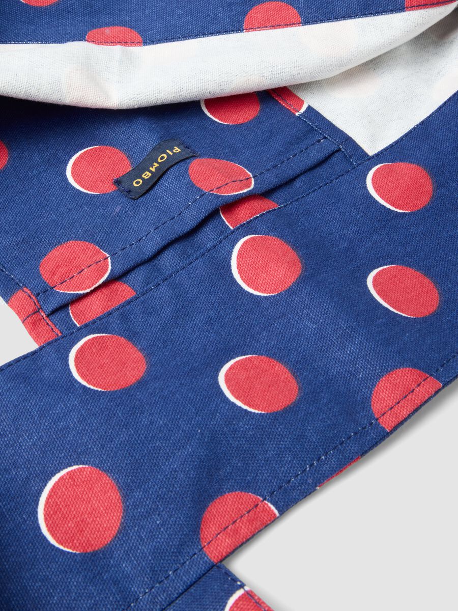 Borsa da mare in puro cotone blu con pois rossi_2