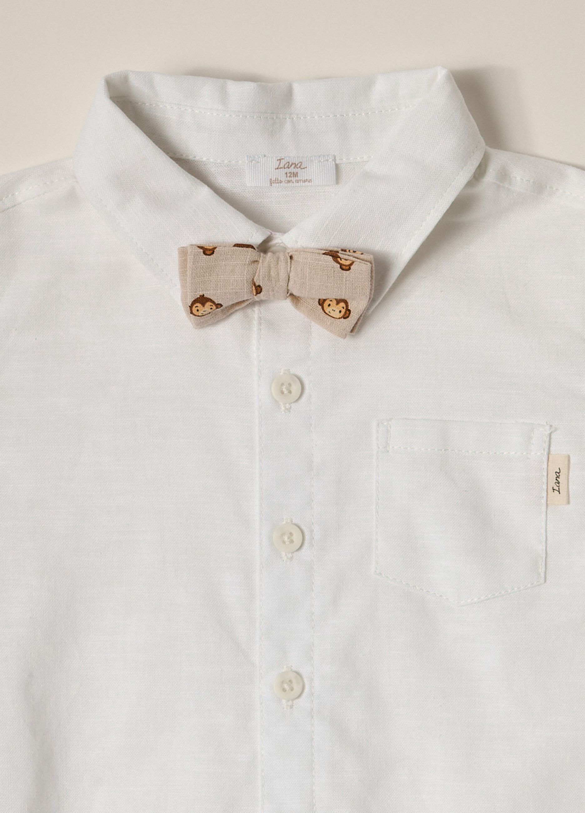 IANA newborn boy shirt in linen blend