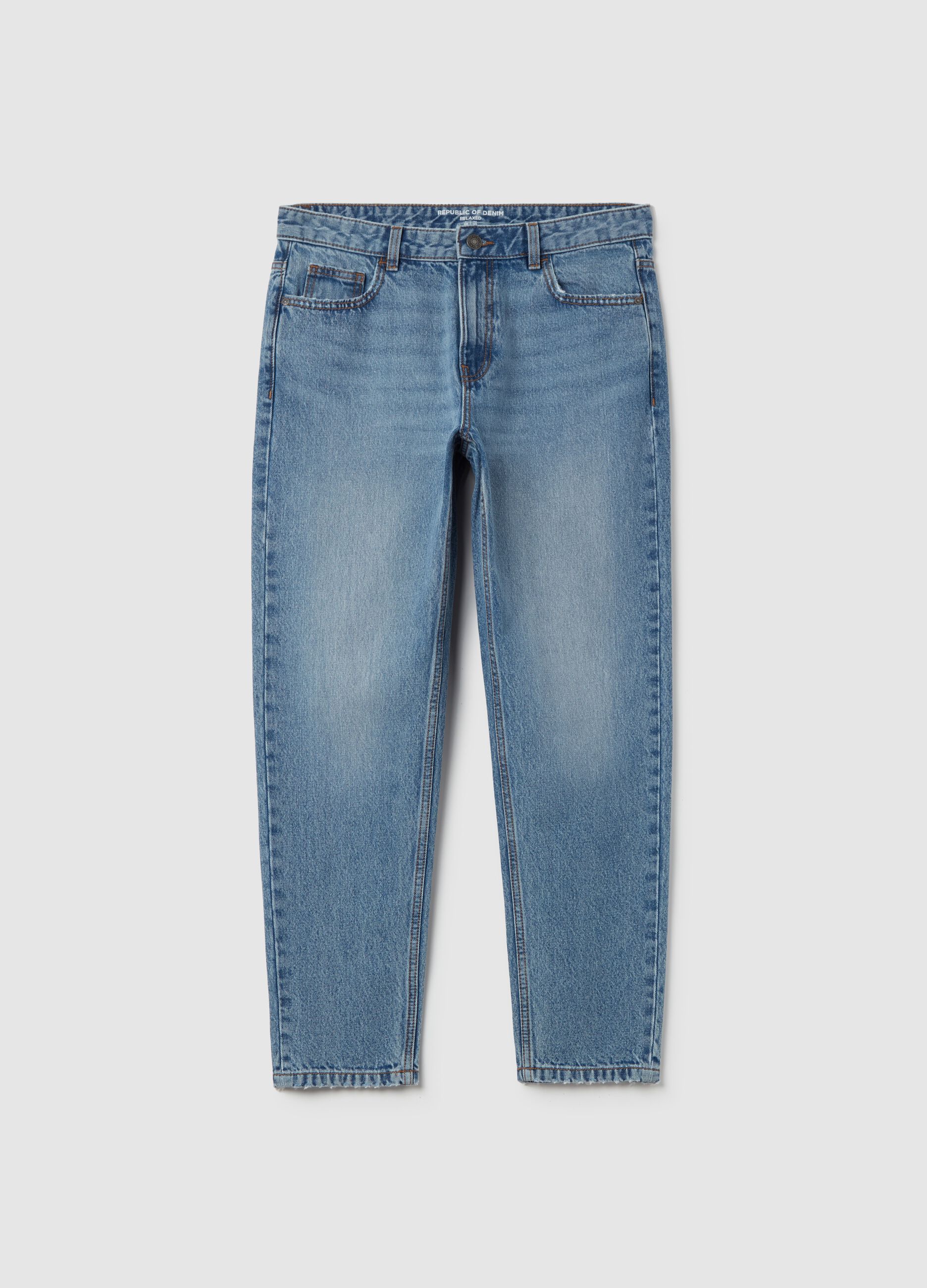 Jeans relaxed fit con scoloriture