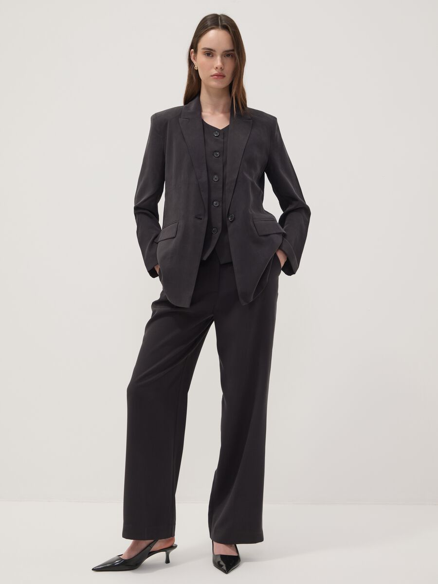 Blazer nero in misto viscosa regular fit_2