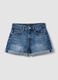 Blue stretch cotton denim shorts_0