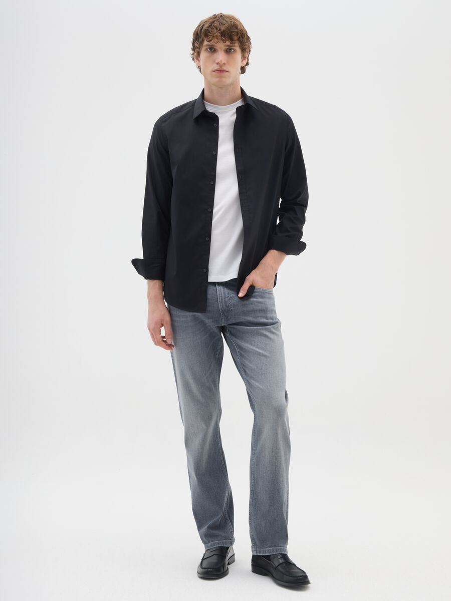 Men's comfort grey stretch cotton jeans_0