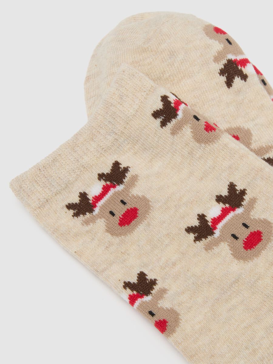 Multicolour short Christmas socks bi-pack in cotton blend_1