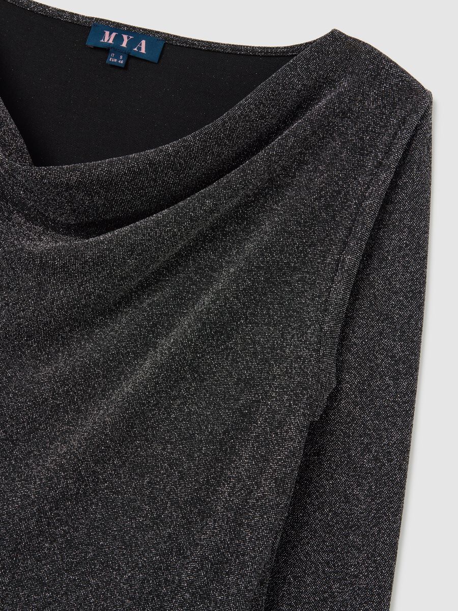 Black Sweater with Shawl Collar and Rhinestones in Regular Fit_5