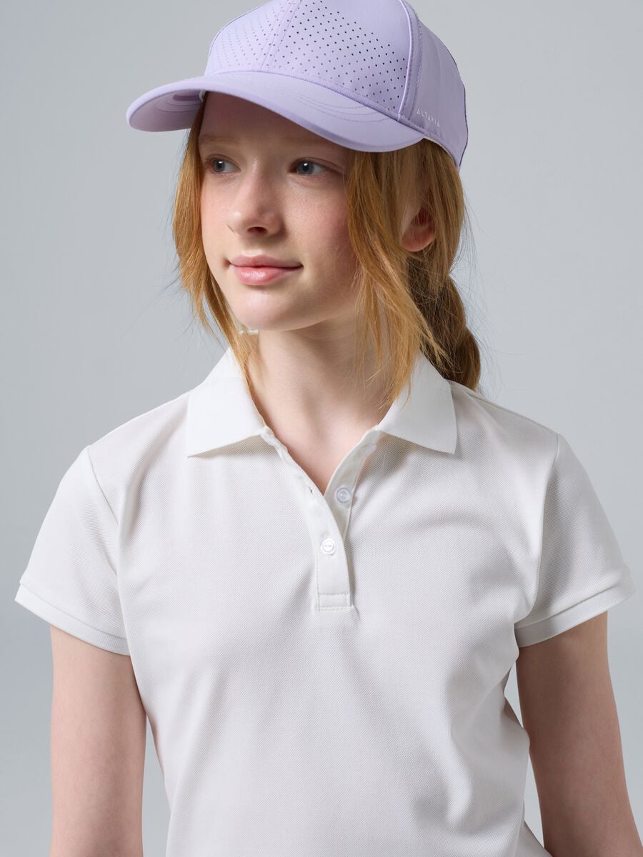 Polo sportiva bianca in cotone elasticizzato ALTAVIA COURT_1