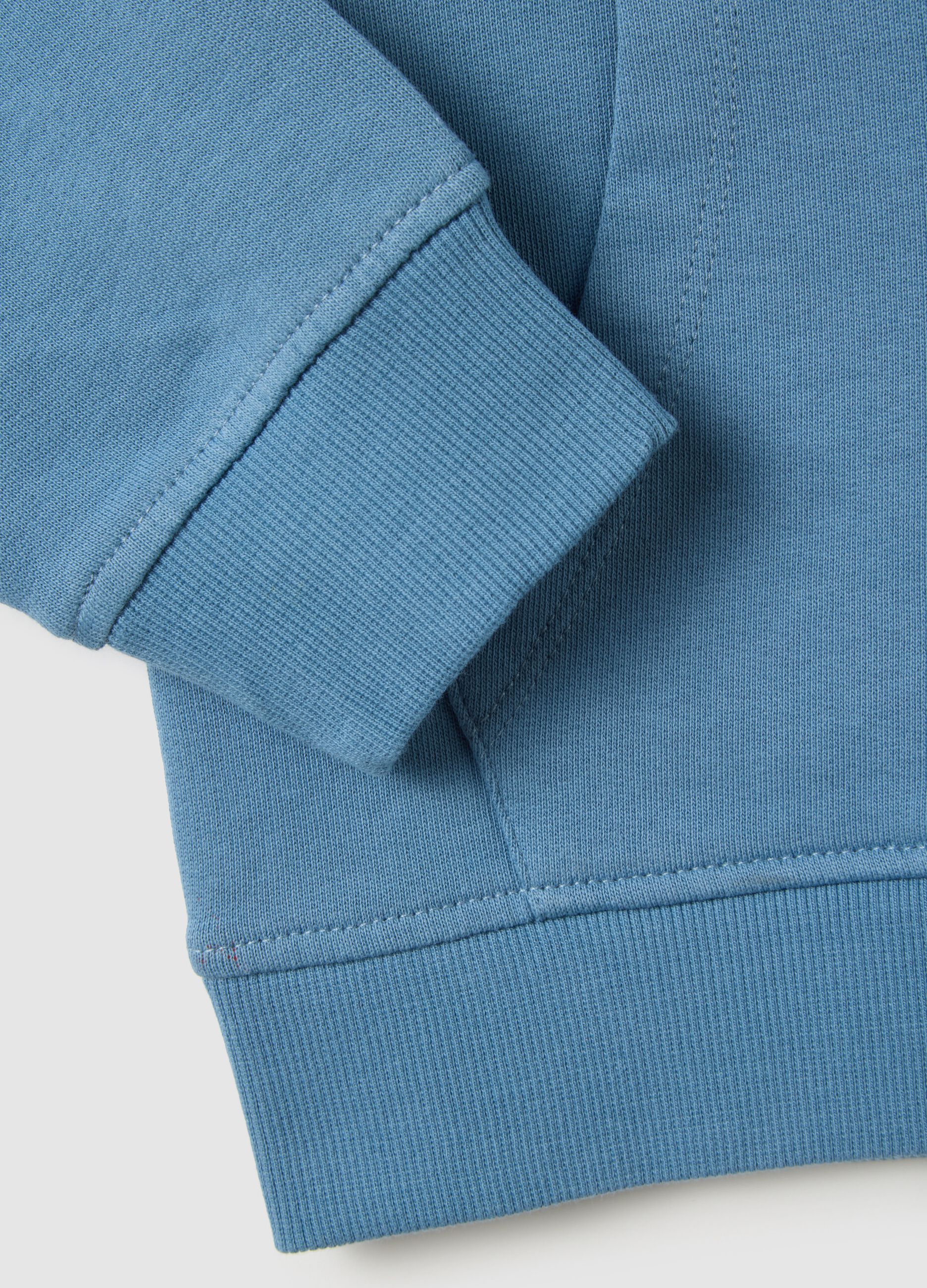 Felpa da bambino in puro cotone blu oversize