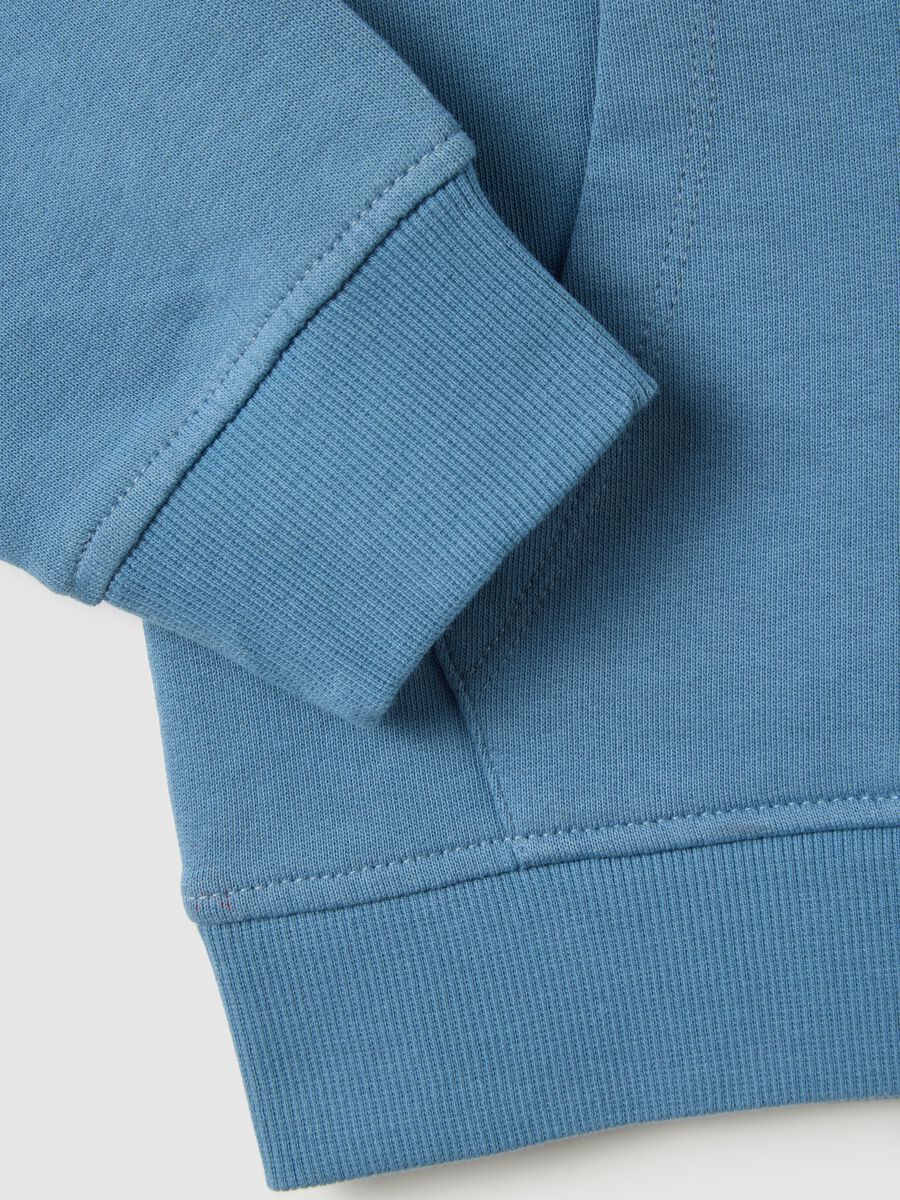 Felpa da bambino in puro cotone blu oversize_2