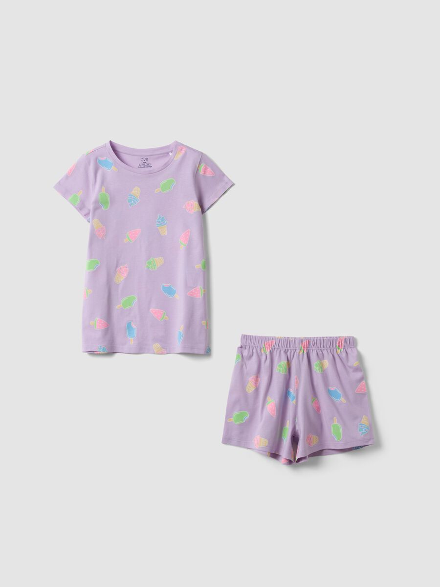 Purple organic cotton pyjamas with all-over print_0