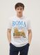 White pure cotton T-shirt with print, regular fit_1