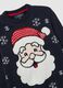 Blue regular fit Christmas jumper with Santa Claus embroidery_5