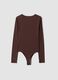 Brown stretch fabric fitted crew-neck bodysuit_2