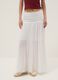 Long white pure cotton skirt with elasticated waist and sheer detailing_3