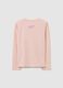T-shirt da bambina in cotone elasticizzato rosa regular fit con stampa_1