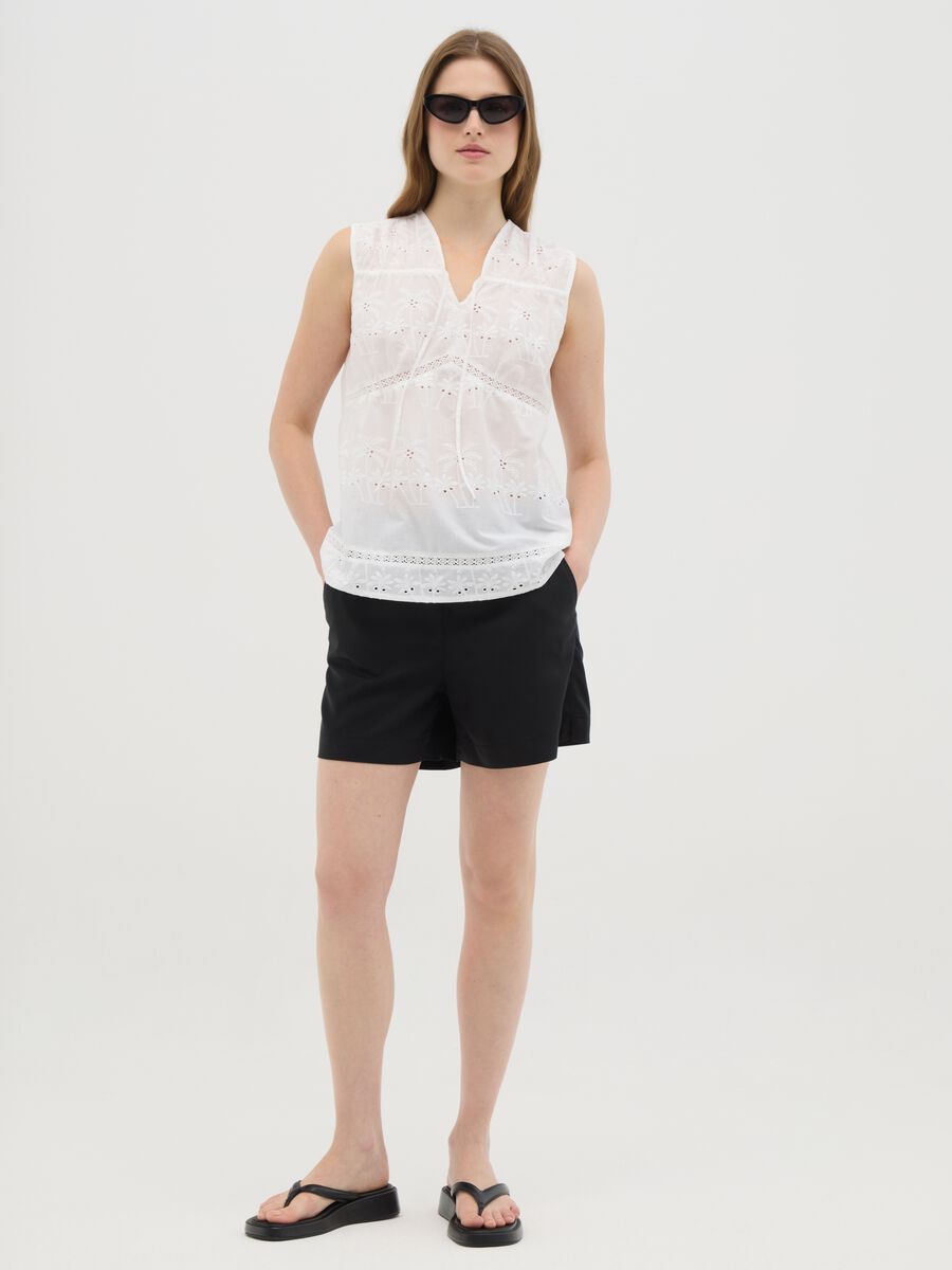 Shorts da donna in lyocell nero regular fit_0