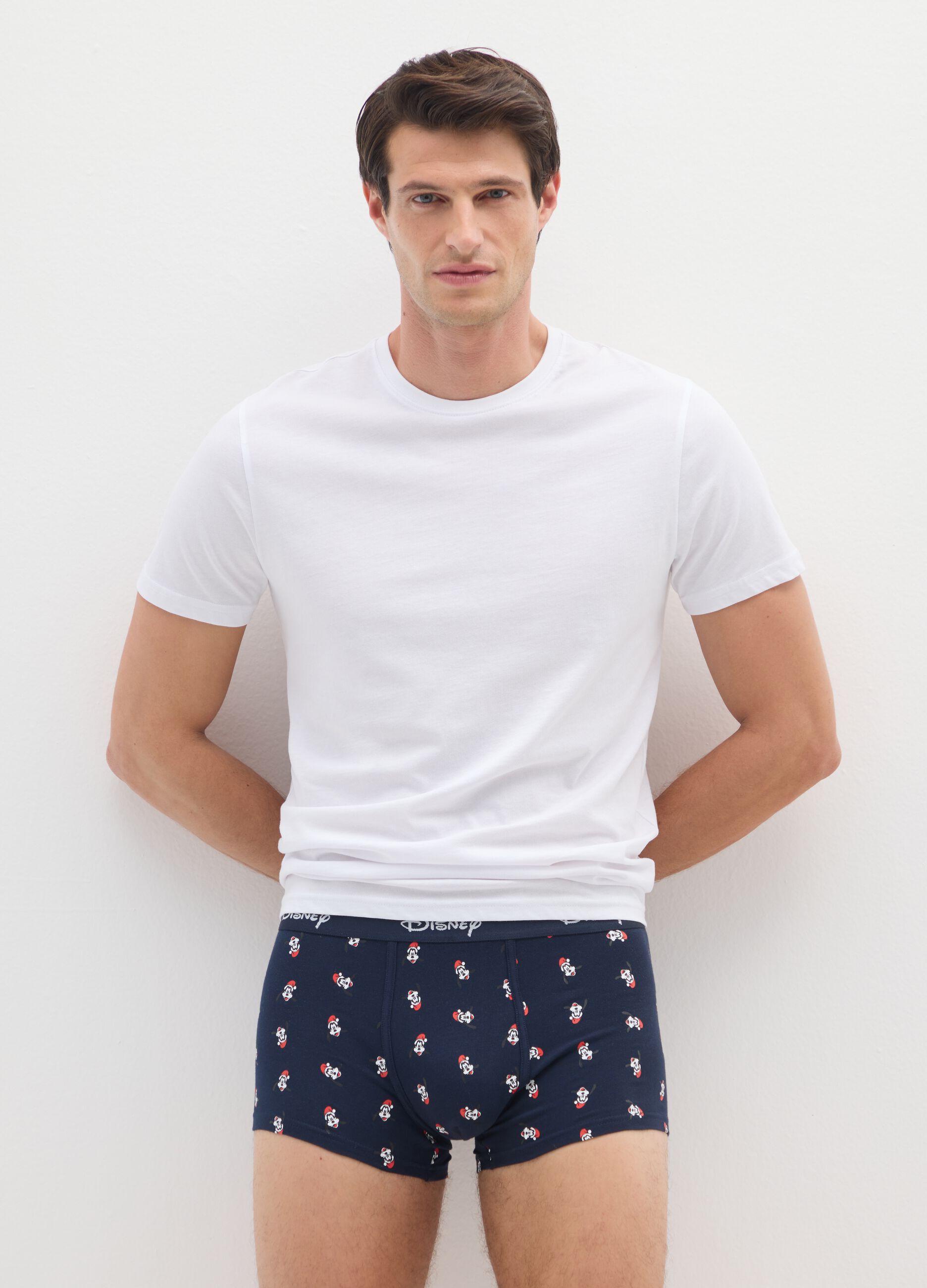 Boxer in cotone elasticizzato blu regular fit con stampa