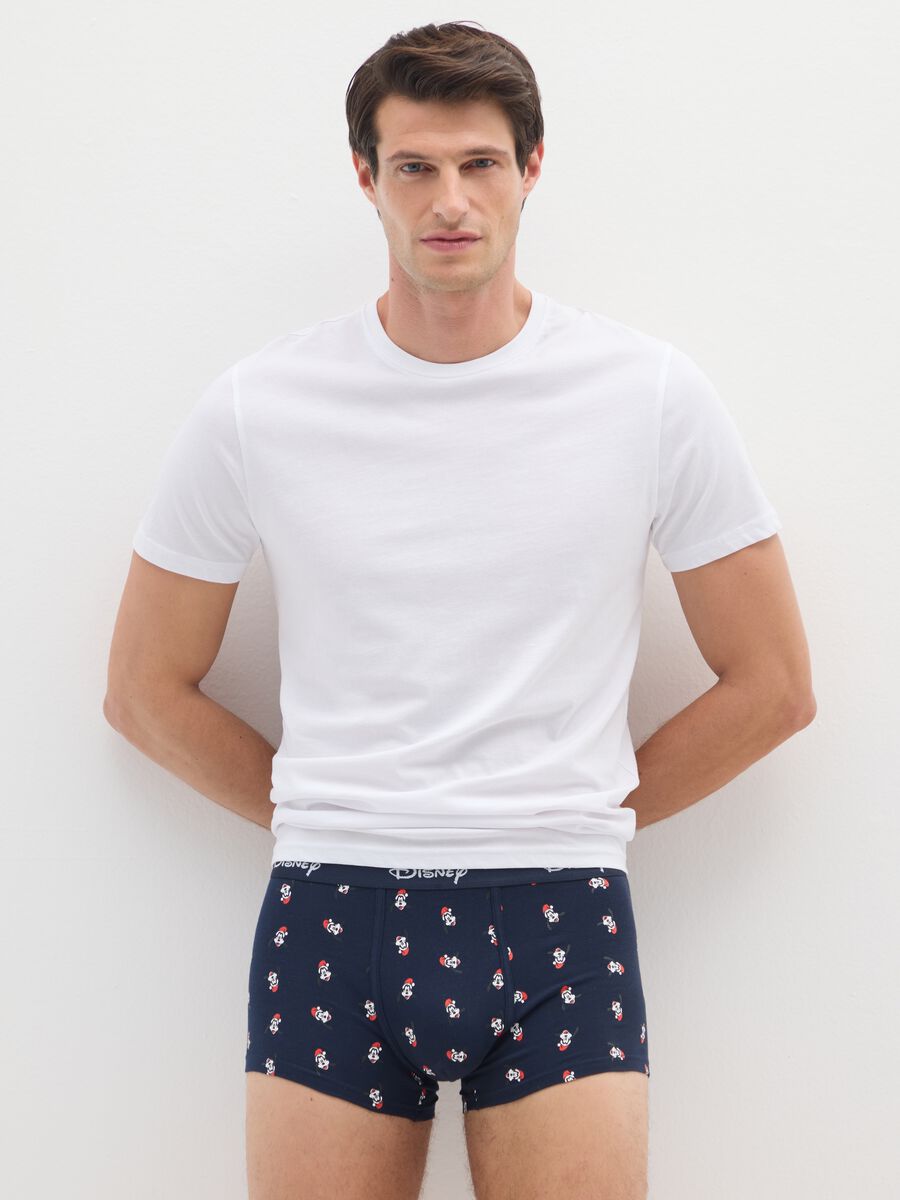 Blue Stretch Cotton Regular Fit Boxer Shorts with Print_0