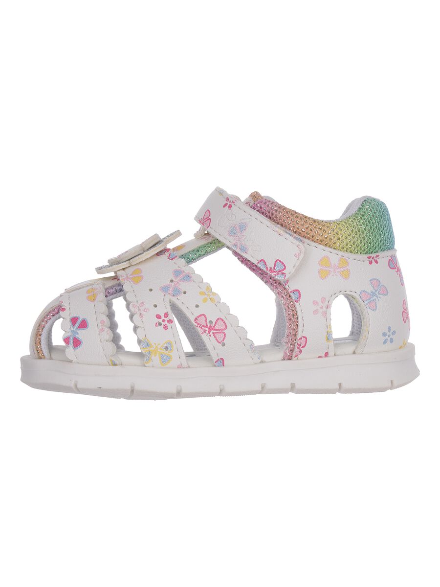 Multicoloured sandals with floral details for girls_0