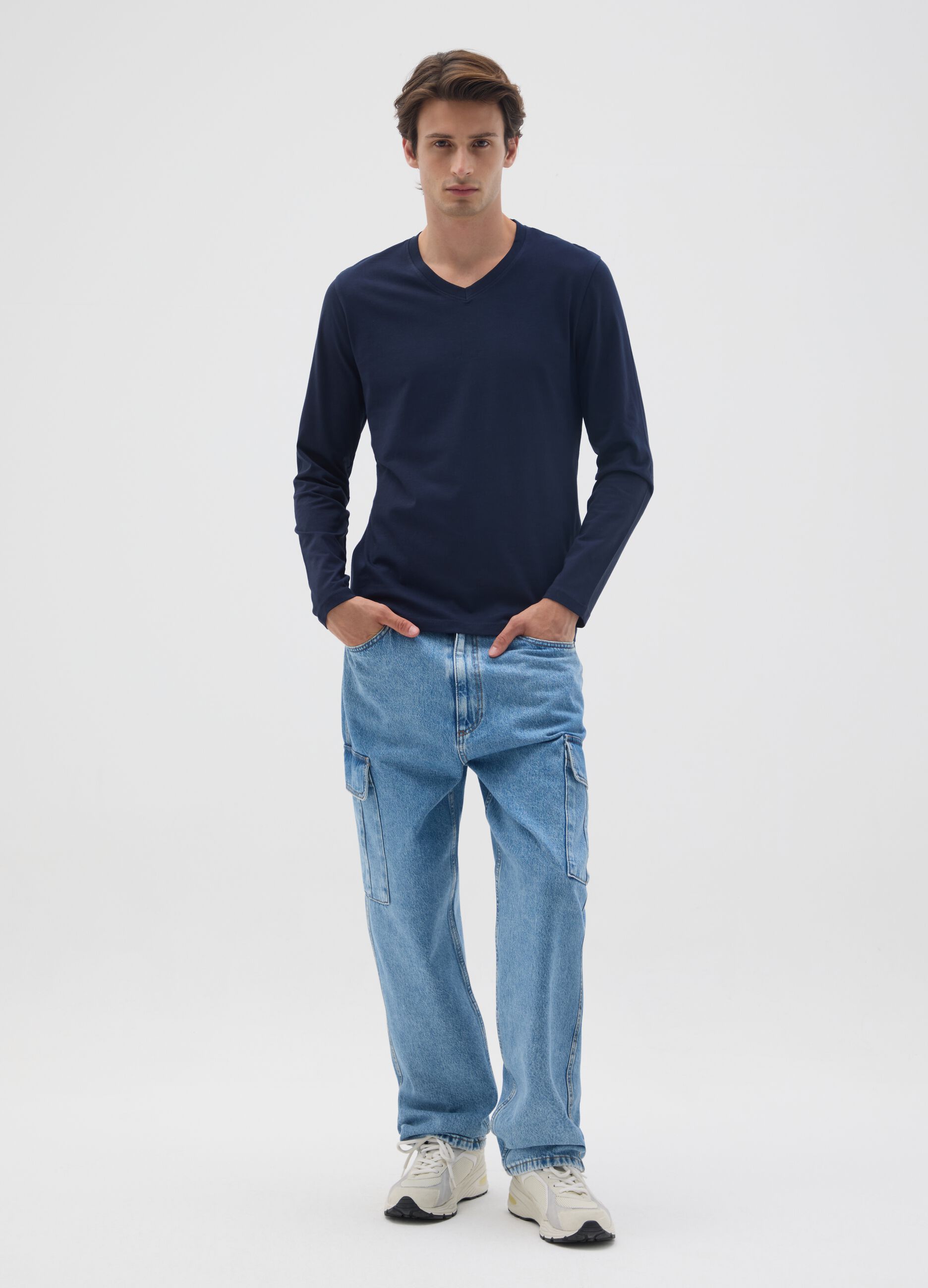 T-shirt in puro cotone blu regular fit