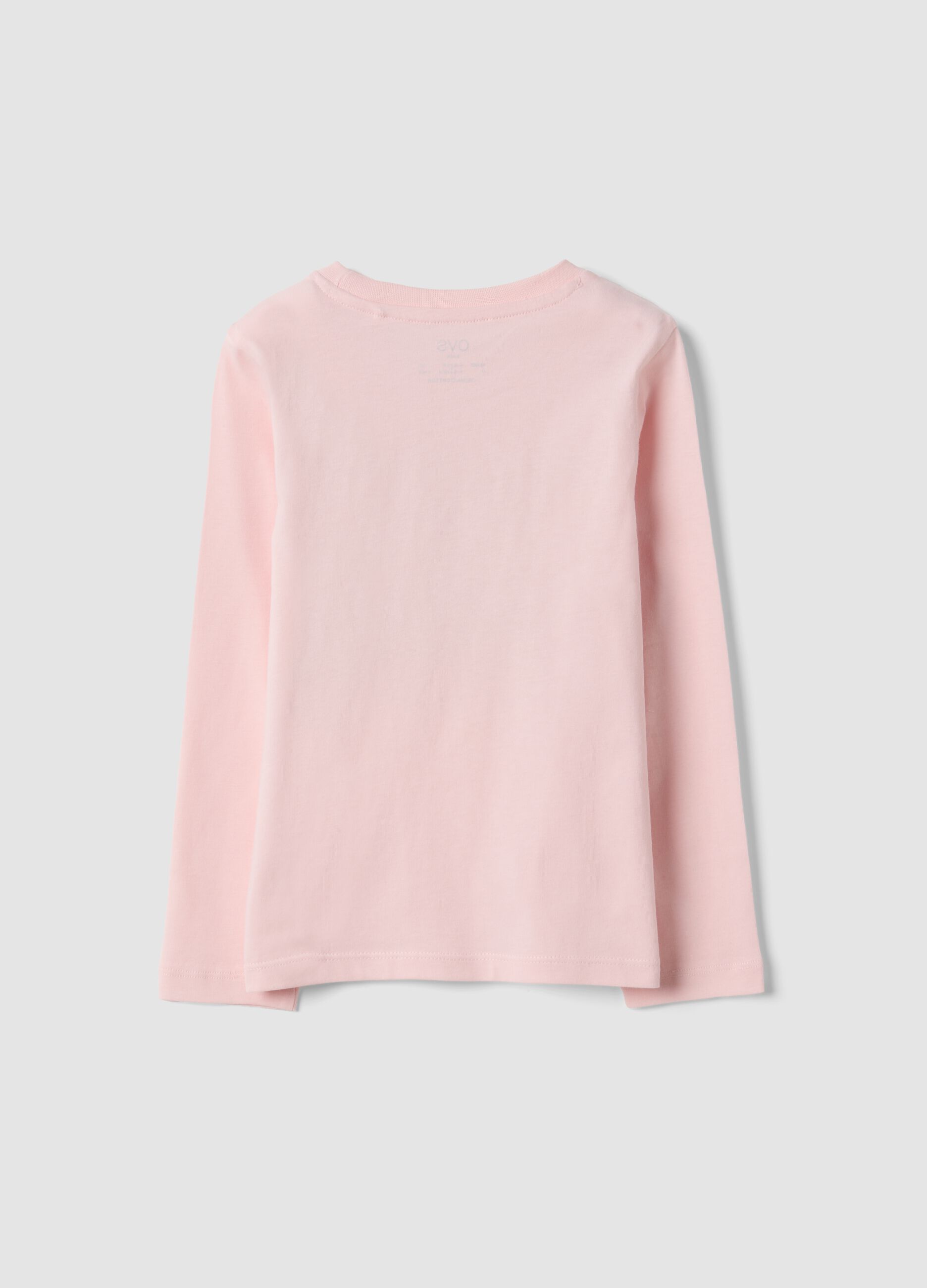 Pink pure organic cotton teddy print T-shirt for girls