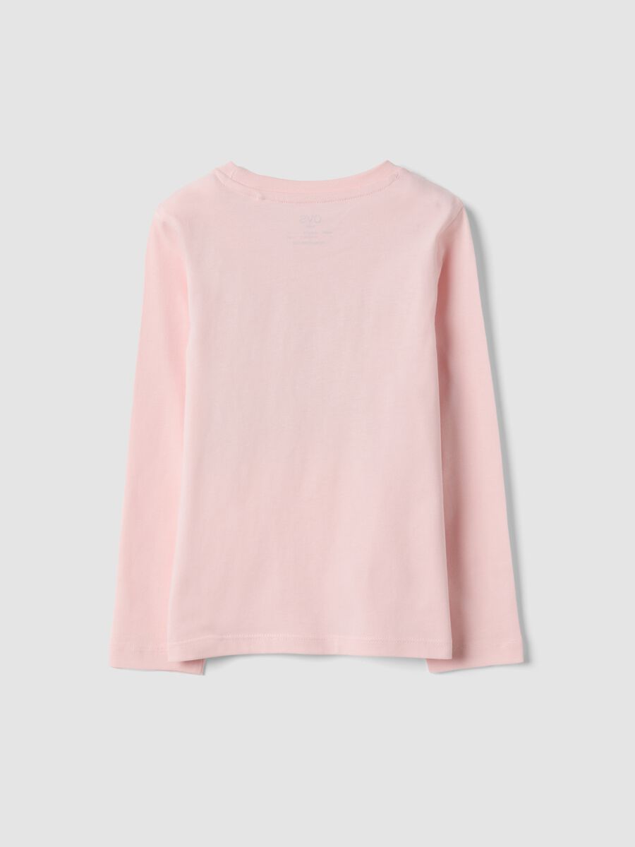 Pink pure organic cotton teddy print T-shirt for girls_1