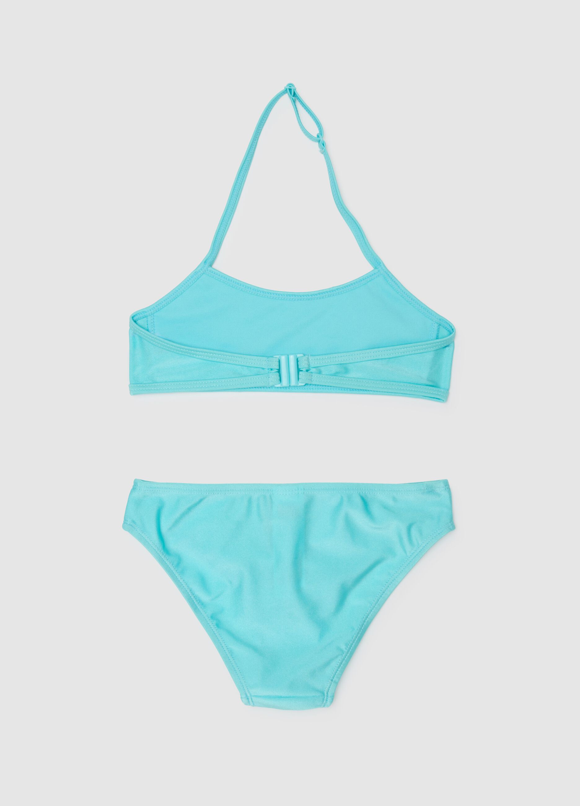 Costume da bagno da bambina in misto elasticizzato azzurro