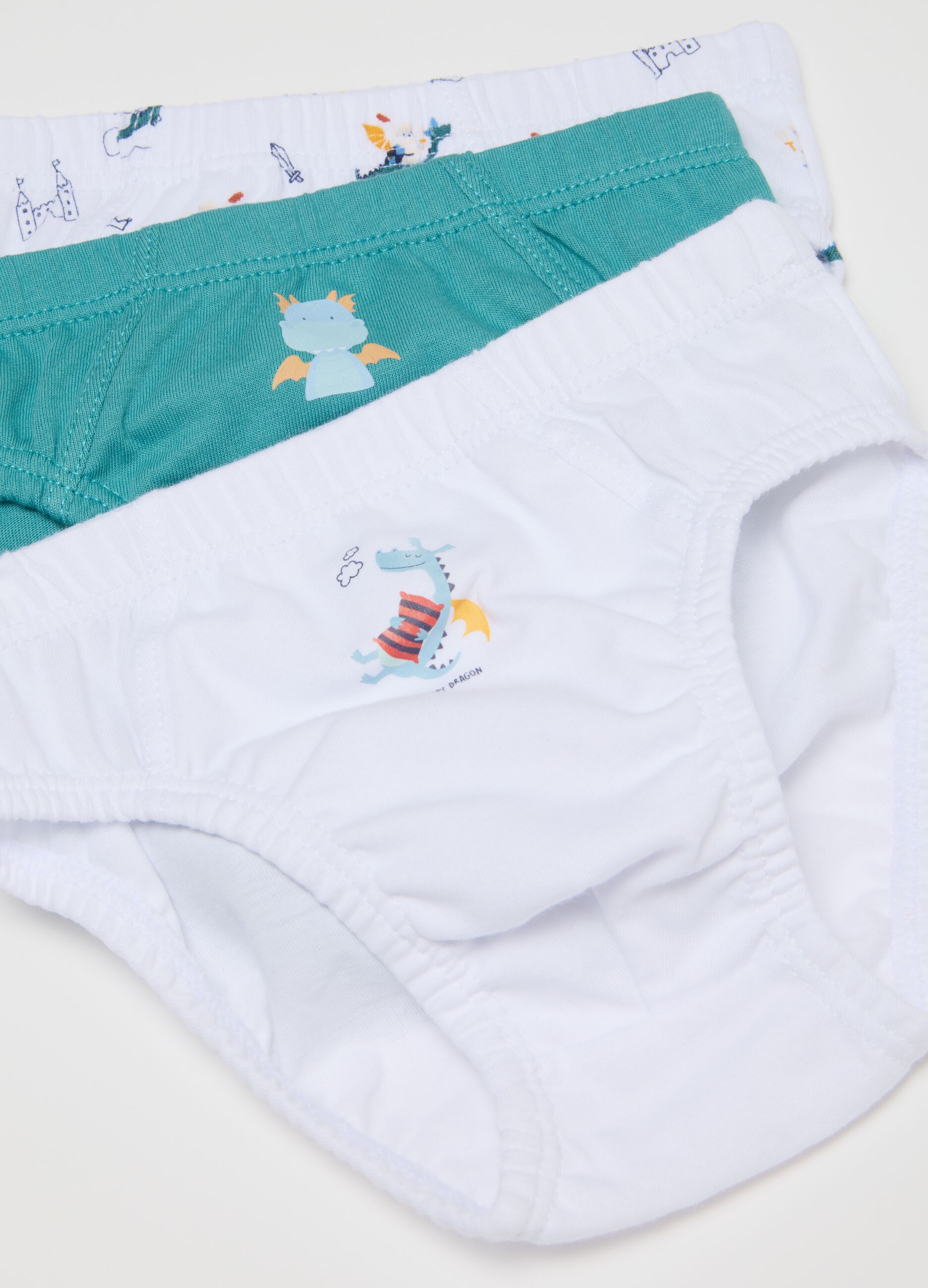 Set of 5 boys' briefs in multicoloured pure cotton
