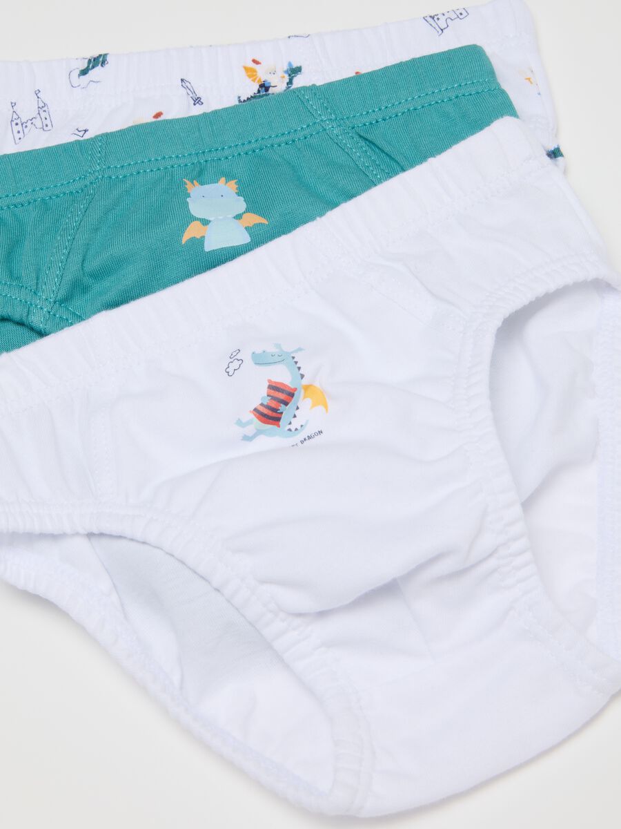 Set of 5 boys' briefs in multicoloured pure cotton_2