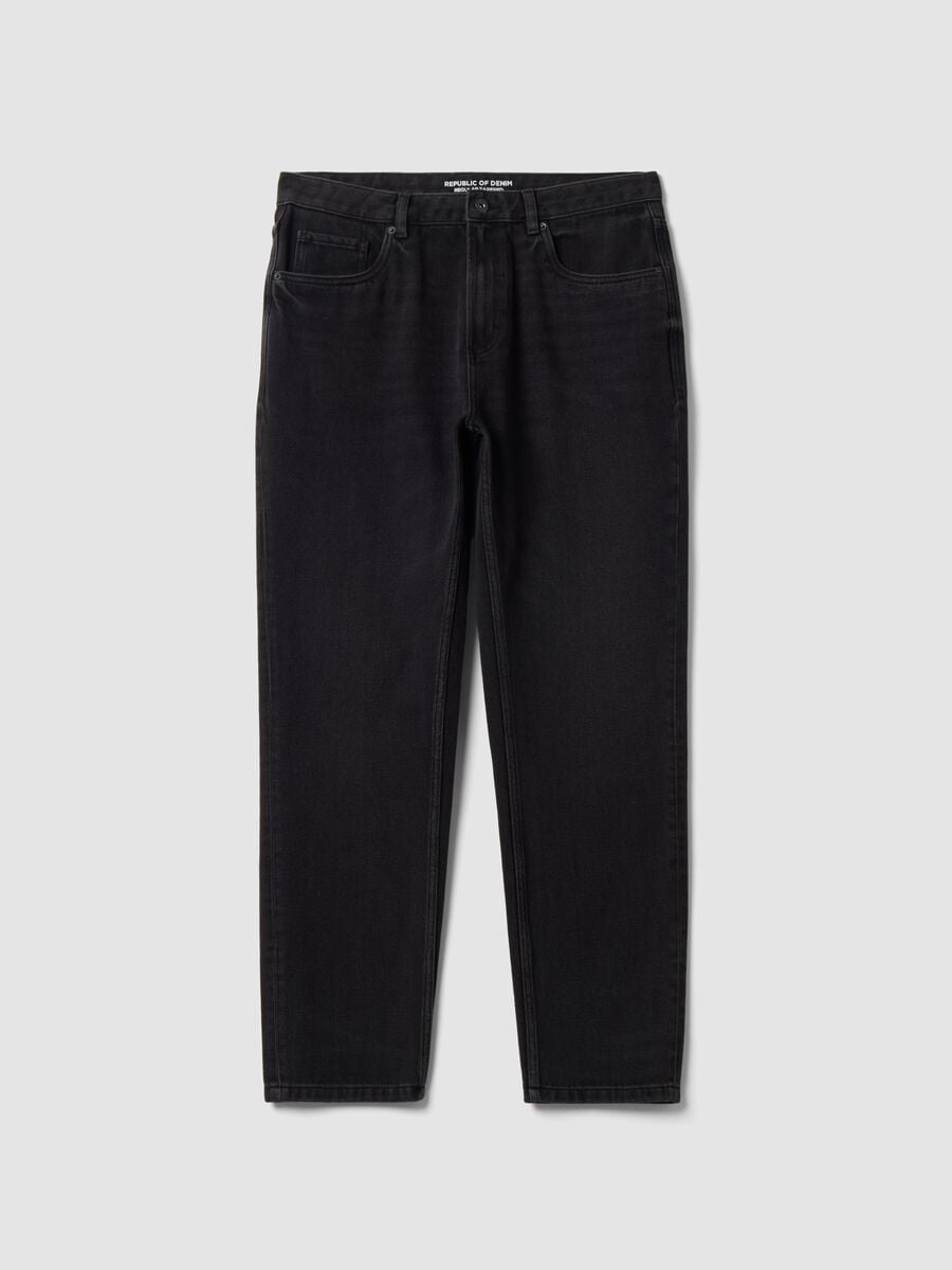 Black regular tapered jeans in a cotton, lyocell and viscose blend_0