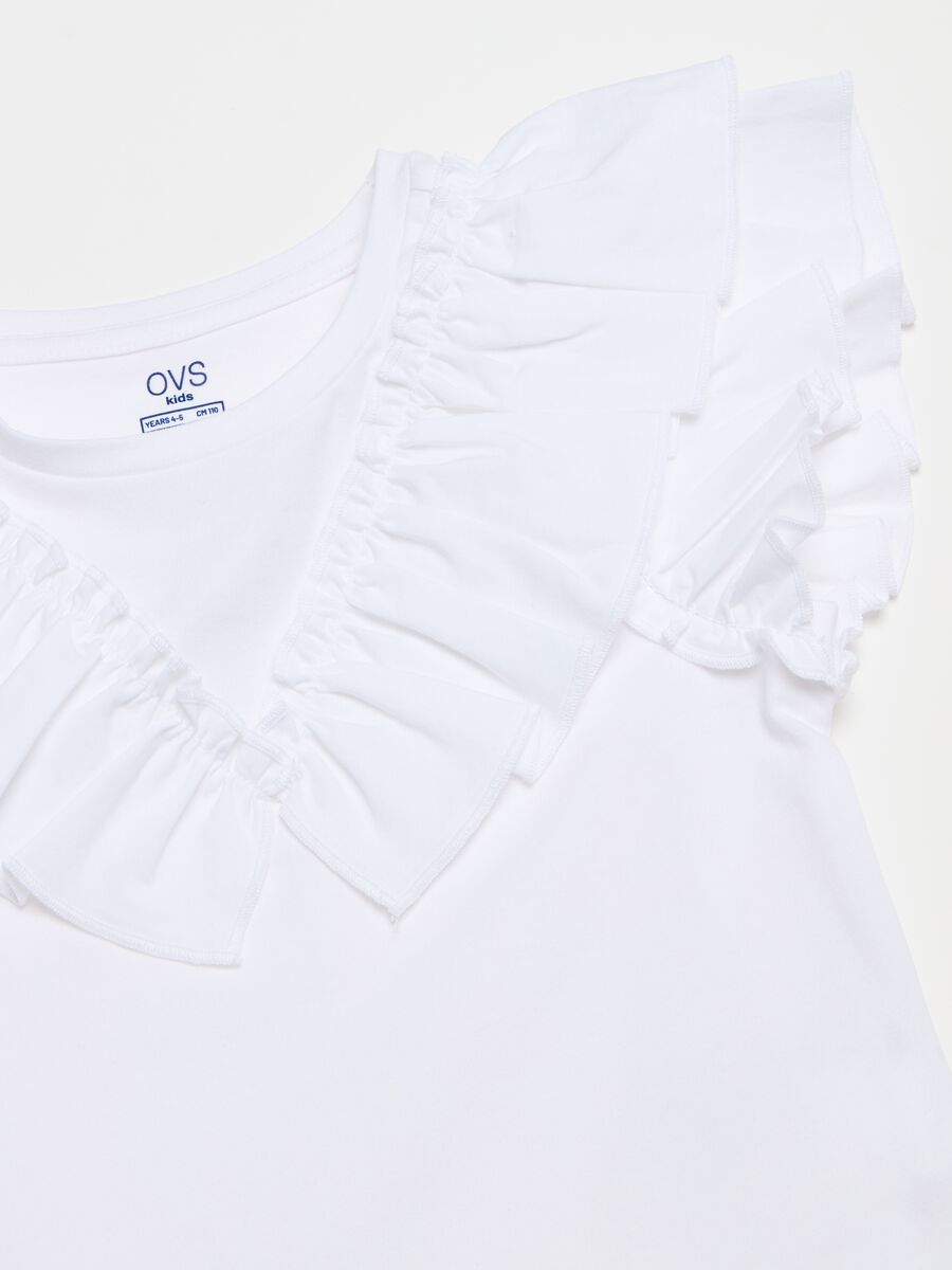 Stretch cotton T-shirt with ruffles_2