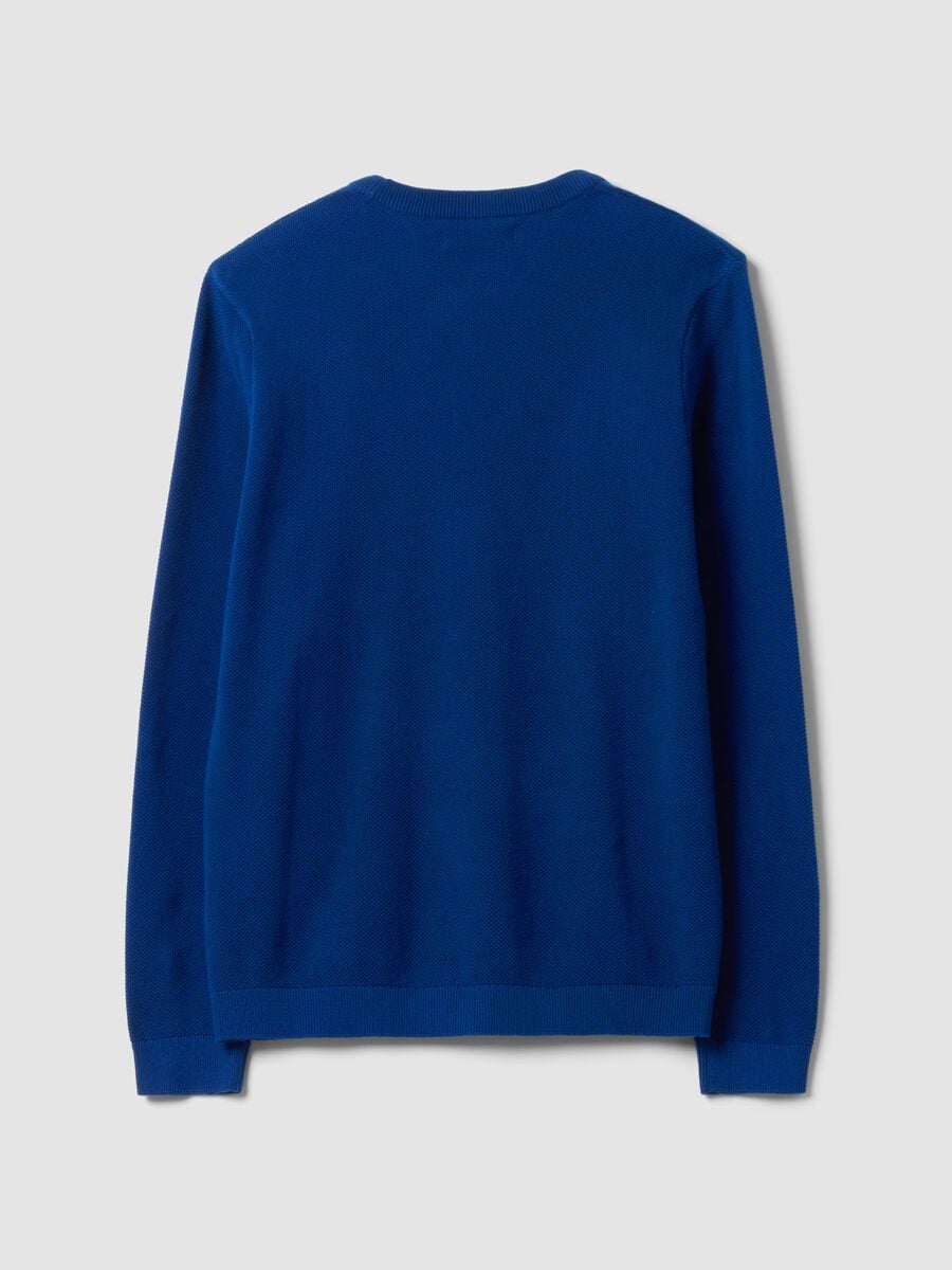 Maglia blu in puro cotone girocollo regular fit_6