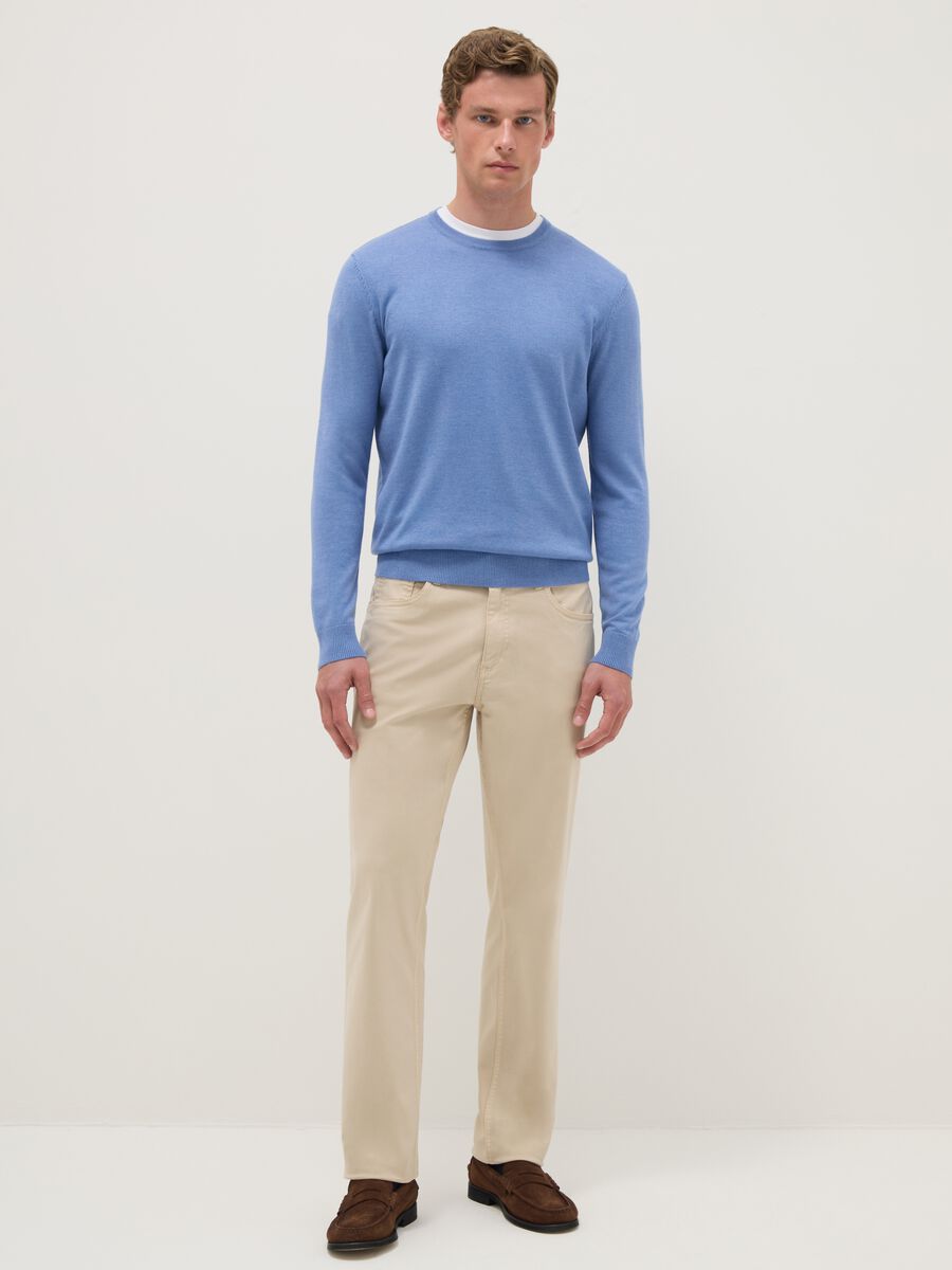Azure crew neck pullover in regular fit cotton blend_1