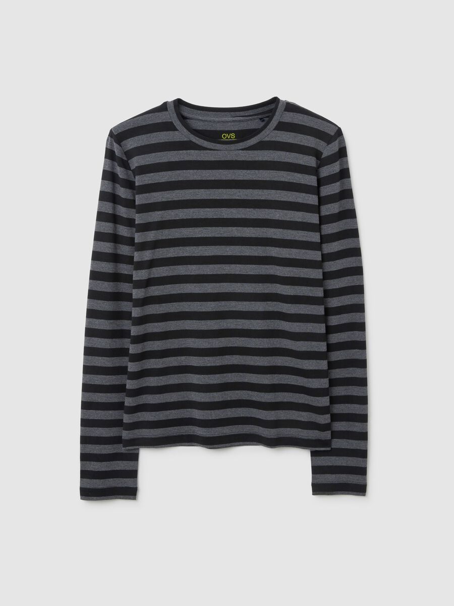 Grey striped long-sleeved stretch t-shirt_4