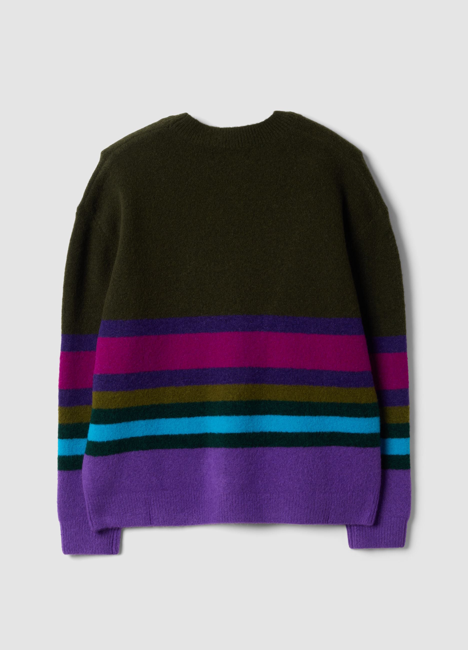 Oversized multicolour striped stretch-wool crew-neck jumper