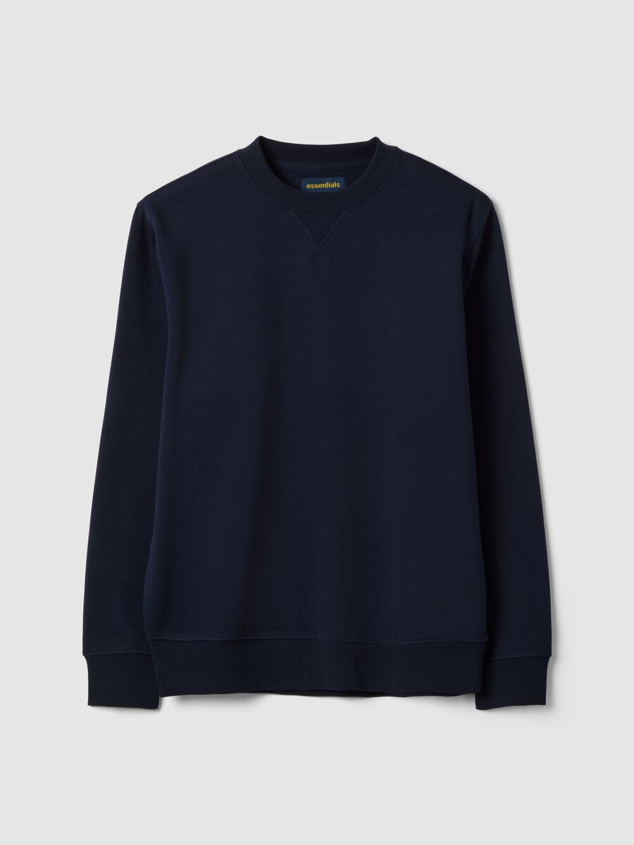 Felpa girocollo in misto cotone blu regular fit_4