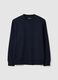 Regular fit blue cotton blend crew neck sweatshirt_4