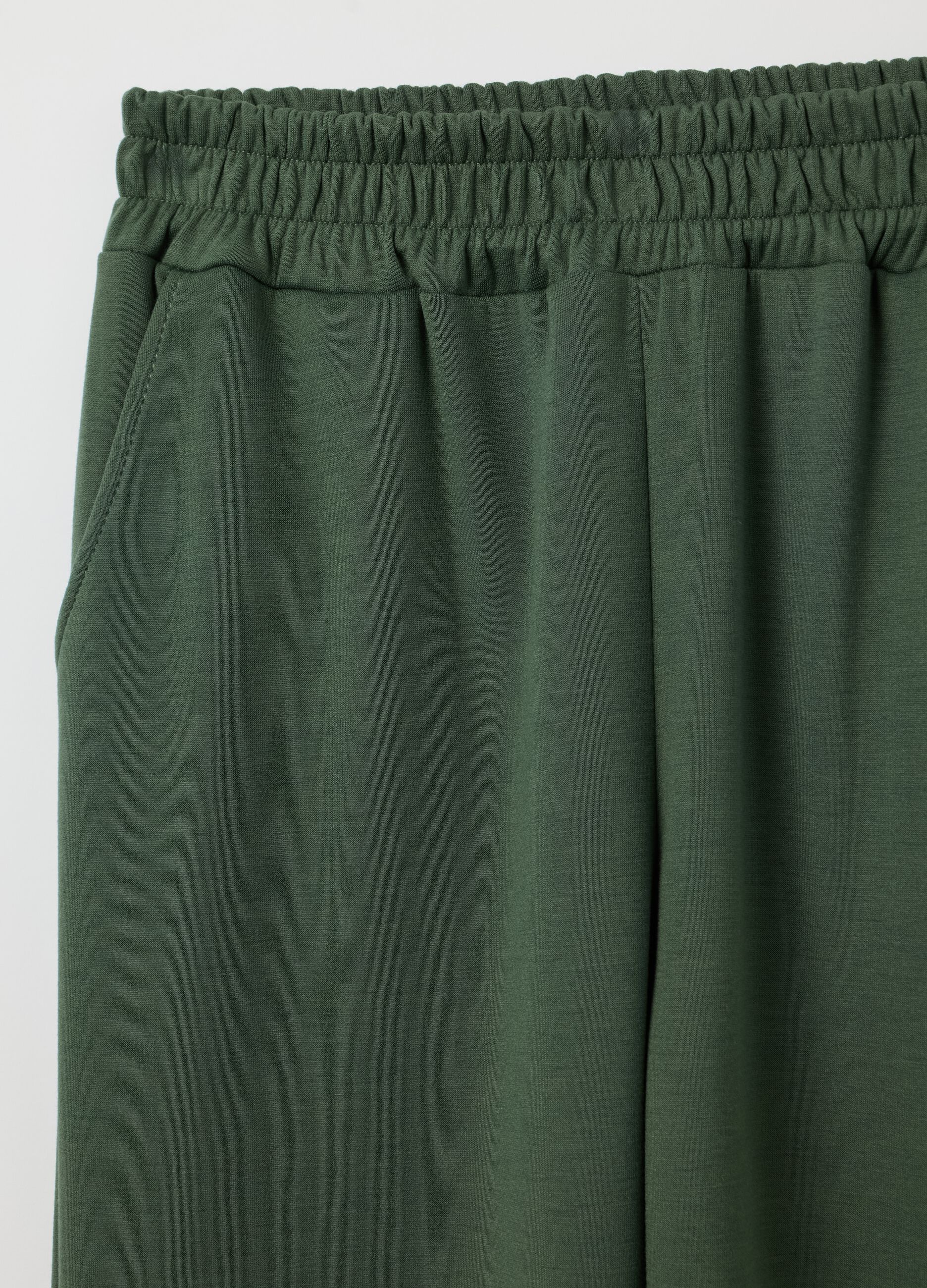 Green cropped trousers in stretch viscose blend