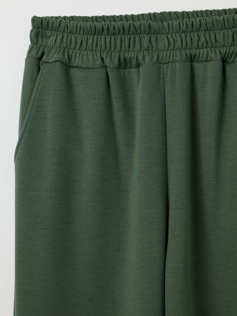 Green cropped trousers in stretch viscose blend_5