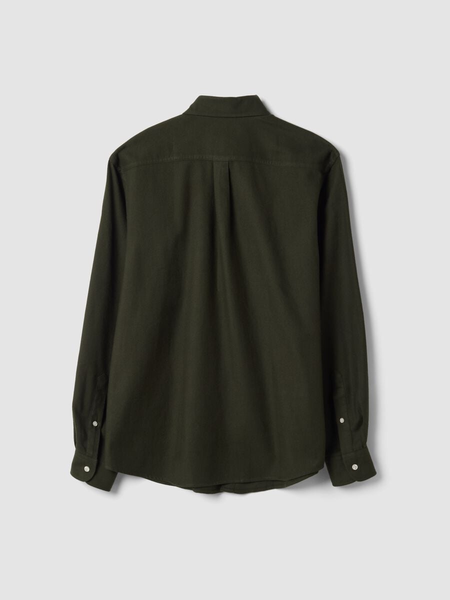 Camicia verde in flanella di puro cotone regular fit_1