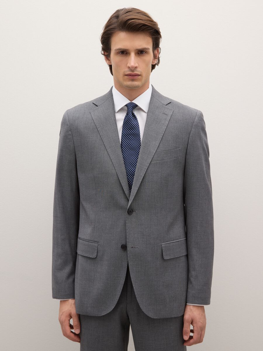 Grey business blazer in stretch fabric_0
