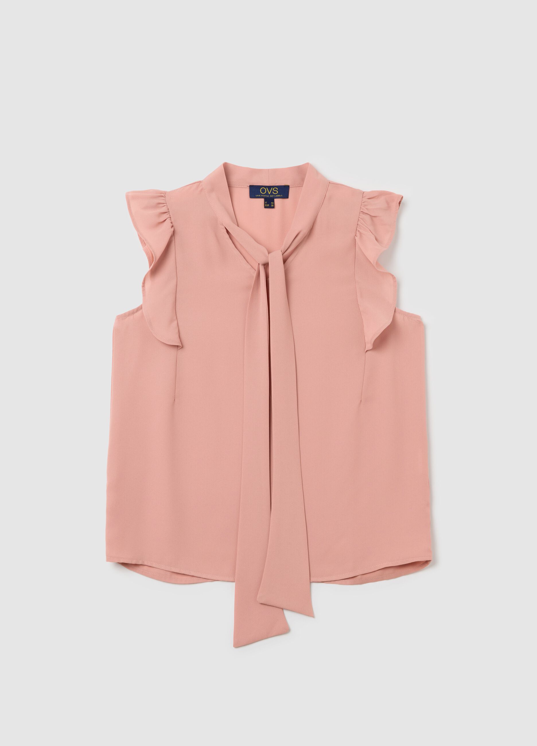 Pink sleeveless blouse with flounce