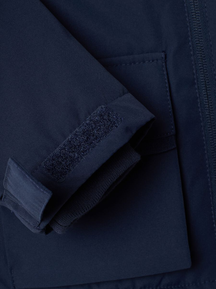 Giacca blu imbottita con cappuccio e zip per bimbo_3