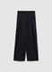 Black Wide Leg Stretch Viscose Blend Trousers_0