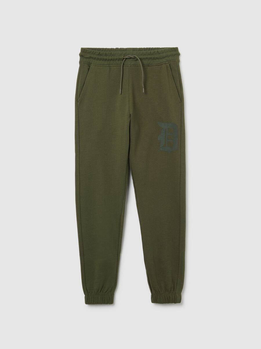 Jogger da ragazzo in puro cotone verde regular fit_0